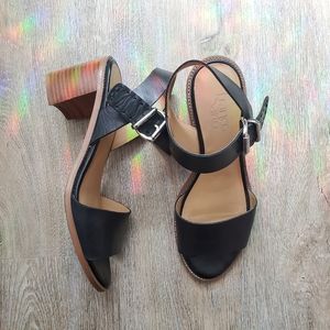 Franco Sarto Black Havana Leather chunky sandal.